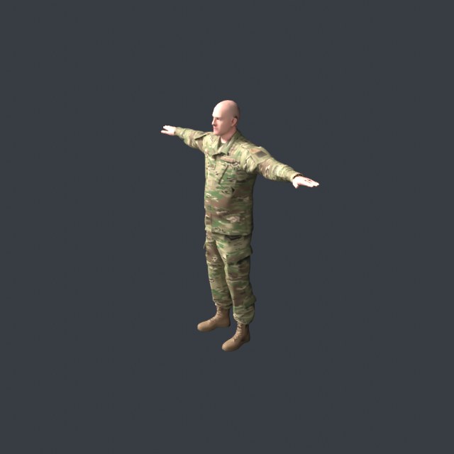 Render of the generated soldier model in a T-pose