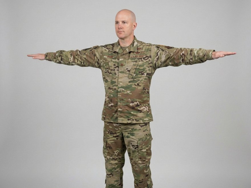 AI-generated reference photo of a soldier standing in a T-pose