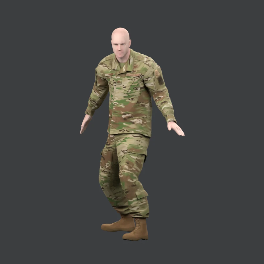 Generated soldier in fatigues, standing with arms relaxed